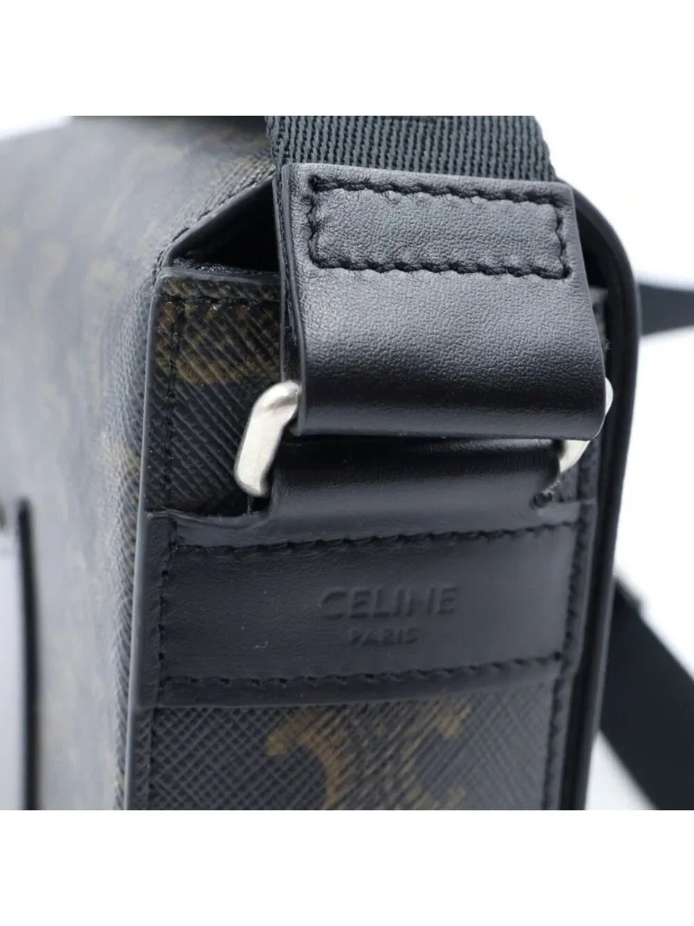 Celine Triomphe Shoulder Bag Leather Brown Black